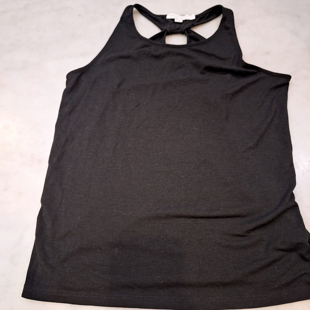 Threads 4 Thought Tank Top Girls 14 Black Knotted Racerback Keyhole Activewear